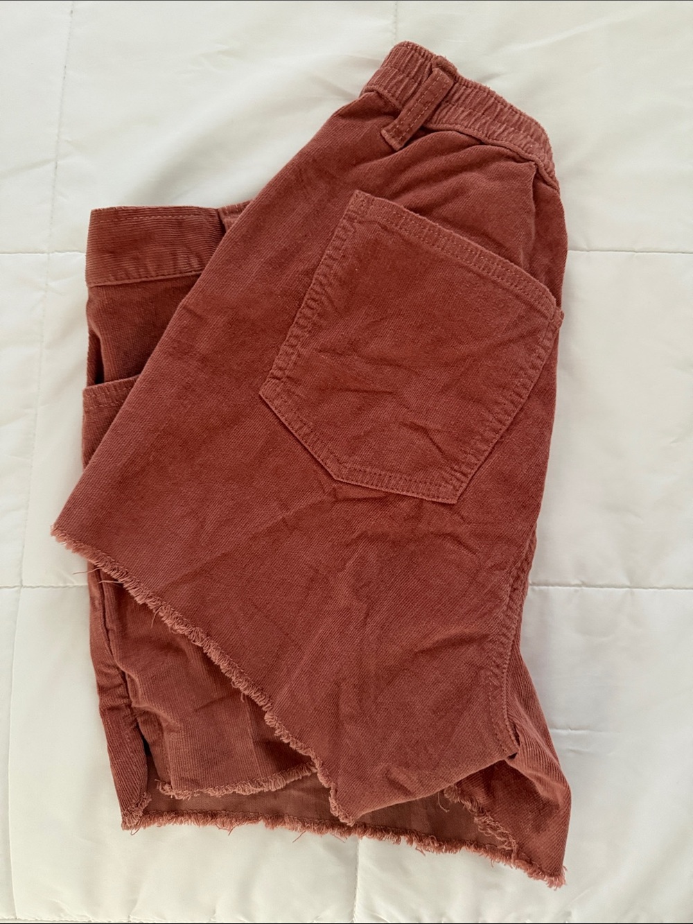 aerie Rust-Colored Cropped Corduroy Jean Shorts